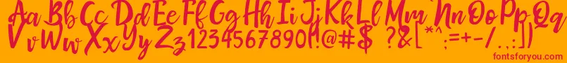 MrsMaillias Font – Red Fonts on Orange Background