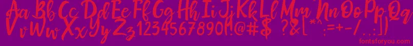 Czcionka MrsMaillias – czerwone czcionki na fioletowym tle