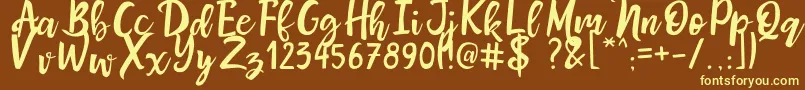 MrsMaillias Font – Yellow Fonts on Brown Background