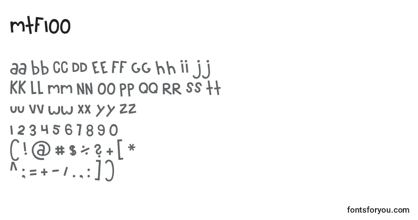 Czcionka MTF100 – alfabet, cyfry, specjalne znaki
