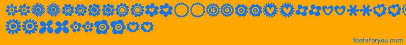 MTF100Dings-Schriftart – Blaue Schriften auf orangefarbenem Hintergrund