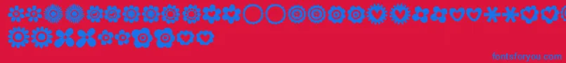 MTF100Dings-fontti – siniset fontit punaisella taustalla