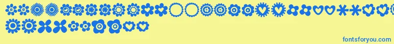 Saiba mais sobre a fonte MTF100Dings Fonte MTF100Dings – fontes azuis em um fundo amarelo