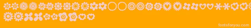 MTF100Dings-fontti – vaaleanpunaiset fontit oranssilla taustalla