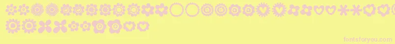 MTF100Dings-fontti – vaaleanpunaiset fontit keltaisella taustalla