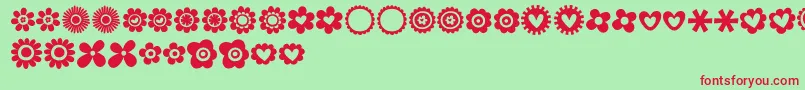 Czcionka MTF100Dings – czerwone czcionki na zielonym tle