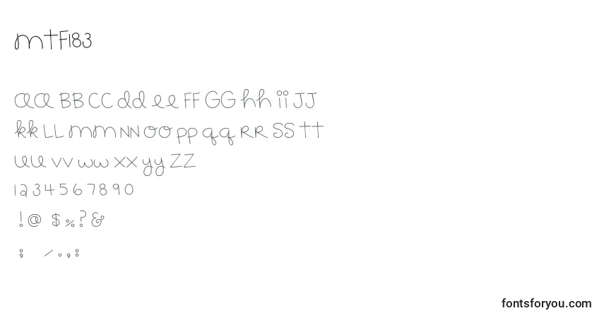 A fonte MTF183 – alfabeto, números, caracteres especiais