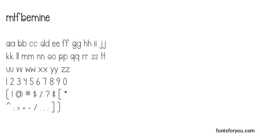 A fonte MTFBeMine (135065) – alfabeto, números, caracteres especiais