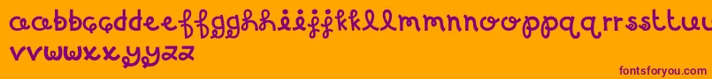 MTFBirthdayBash-Schriftart – Violette Schriften auf orangefarbenem Hintergrund