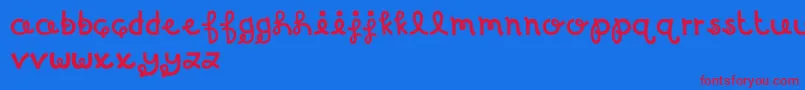 Czcionka MTFBirthdayBash – czerwone czcionki na niebieskim tle