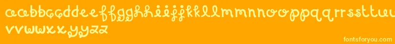 MTFBirthdayBash-Schriftart – Gelbe Schriften auf orangefarbenem Hintergrund