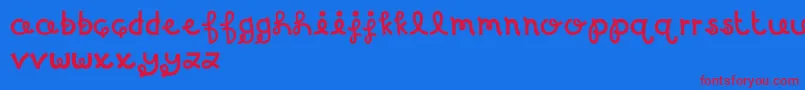 MTFBirthdayBash-Schriftart – Rote Schriften auf blauem Hintergrund