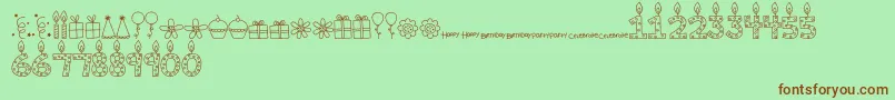 MTFBirthdayBashDoodles-Schriftart – Braune Schriften auf grünem Hintergrund