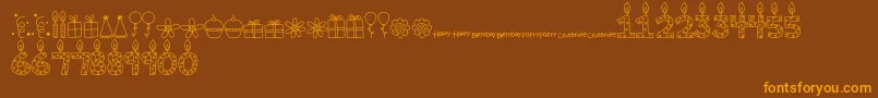 MTFBirthdayBashDoodles-Schriftart – Orangefarbene Schriften auf braunem Hintergrund