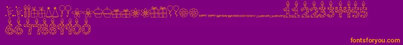 MTFBirthdayBashDoodles-Schriftart – Orangefarbene Schriften auf violettem Hintergrund