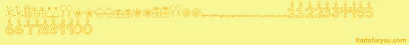 Fonte MTFBirthdayBashDoodles – fontes laranjas em um fundo amarelo