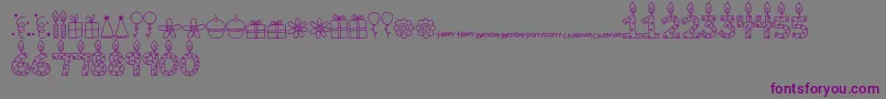 MTFBirthdayBashDoodles-Schriftart – Violette Schriften auf grauem Hintergrund