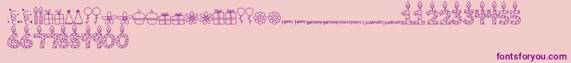 fuente MTFBirthdayBashDoodles – Fuentes Moradas Sobre Fondo Rosa