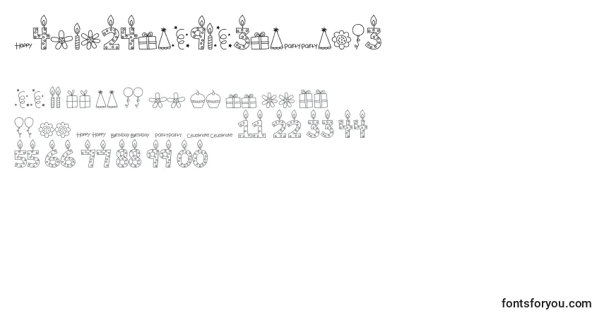 Schriftart MTFBirthdayBashDoodles (135069) – Alphabet, Zahlen, spezielle Symbole