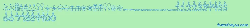 fuente MTFBirthdayBashDoodles – Fuentes Azules Sobre Fondo Verde