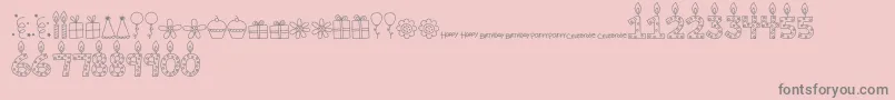 MTFBirthdayBashDoodles-Schriftart – Graue Schriften auf rosa Hintergrund