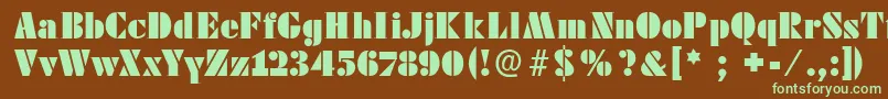 Futstencilserif-fontti – vihreät fontit ruskealla taustalla