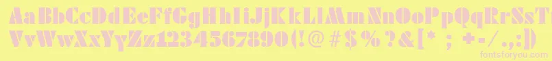 Futstencilserif-fontti – vaaleanpunaiset fontit keltaisella taustalla