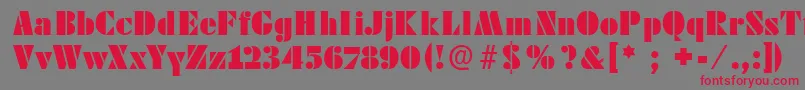 Futstencilserif-Schriftart – Rote Schriften auf grauem Hintergrund