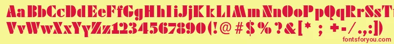 Czcionka Futstencilserif – czerwone czcionki na żółtym tle