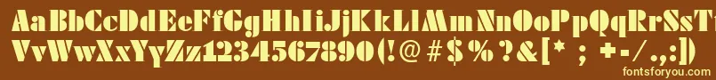Futstencilserif-fontti – keltaiset fontit ruskealla taustalla