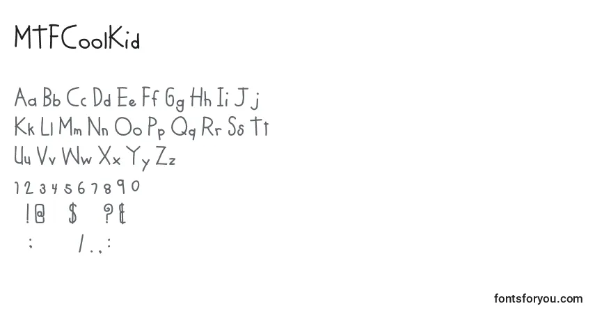 A fonte MTFCoolKid (135070) – alfabeto, números, caracteres especiais