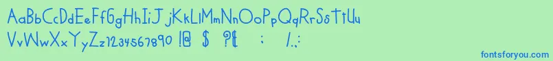 MTFCoolKid-Schriftart – Blaue Schriften auf grünem Hintergrund