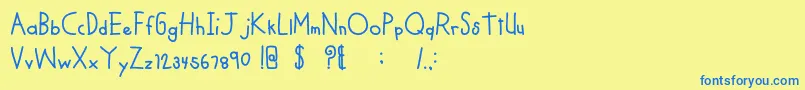 MTFCoolKid Font – Blue Fonts on Yellow Background