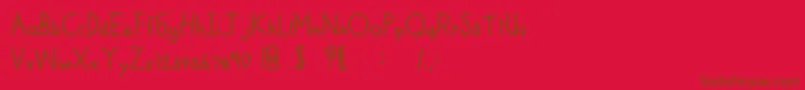フォントMTFCoolKid – 赤い背景に茶色の文字