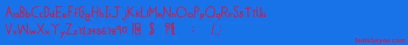 MTFCoolKid Font – Red Fonts on Blue Background