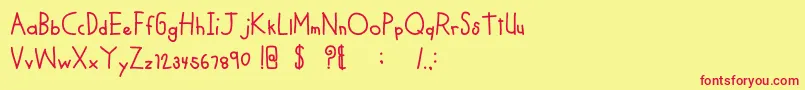 MTFCoolKid Font – Red Fonts on Yellow Background