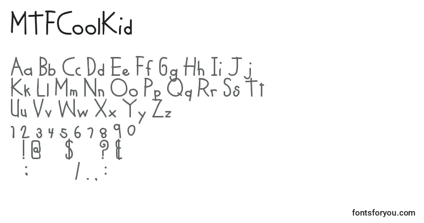 Schriftart MTFCoolKid (135071) – Alphabet, Zahlen, spezielle Symbole