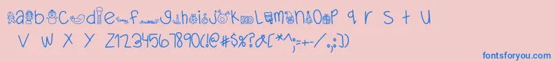 フォントMTFDearSanta – ピンクの背景に青い文字