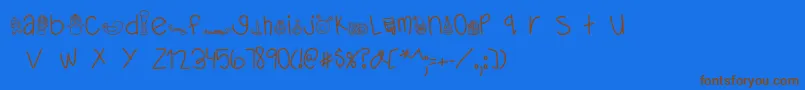 フォントMTFDearSanta – 茶色の文字が青い背景にあります。