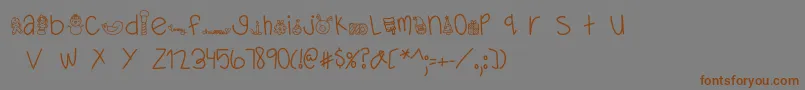 フォントMTFDearSanta – 茶色の文字が灰色の背景にあります。