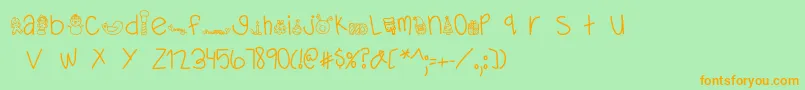 MTFDearSanta-Schriftart – Orangefarbene Schriften auf grünem Hintergrund