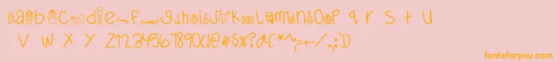フォントMTFDearSanta – オレンジの文字がピンクの背景にあります。