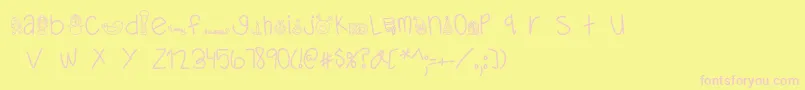 MTFDearSanta-fontti – vaaleanpunaiset fontit keltaisella taustalla