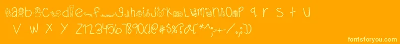 MTFDearSanta-Schriftart – Gelbe Schriften auf orangefarbenem Hintergrund