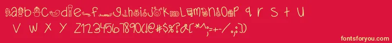 フォントMTFDearSanta – 黄色の文字、赤い背景
