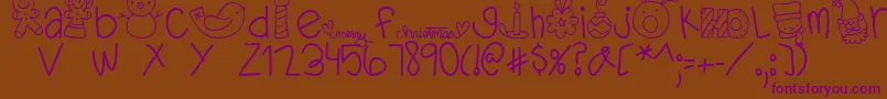 MTFDearSanta-Schriftart – Violette Schriften auf braunem Hintergrund