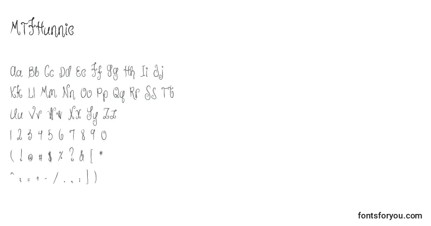 A fonte MTFHunnie (135076) – alfabeto, números, caracteres especiais