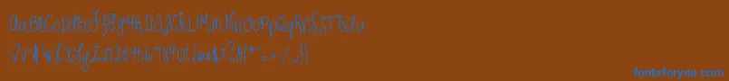 MTFHunnie Font – Blue Fonts on Brown Background