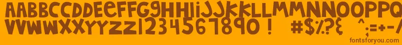 MTFJumpinJack-Schriftart – Braune Schriften auf orangefarbenem Hintergrund
