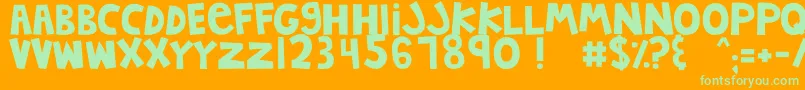 MTFJumpinJack-Schriftart – Grüne Schriften auf orangefarbenem Hintergrund
